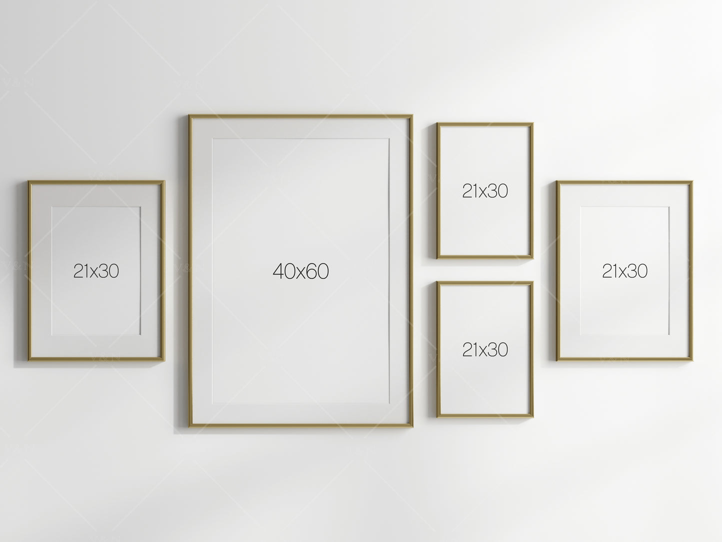 Gallery Wall Mockup, Gold Frame Mockup, Poster Frame Mockup, Photo Frame Mockup, PSD JPG