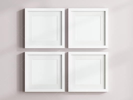 Square Frame Mockup, Poster Mockup, Four Square Frames Mockup, 4 Frame Mockup for Print, JPG PNG PSD