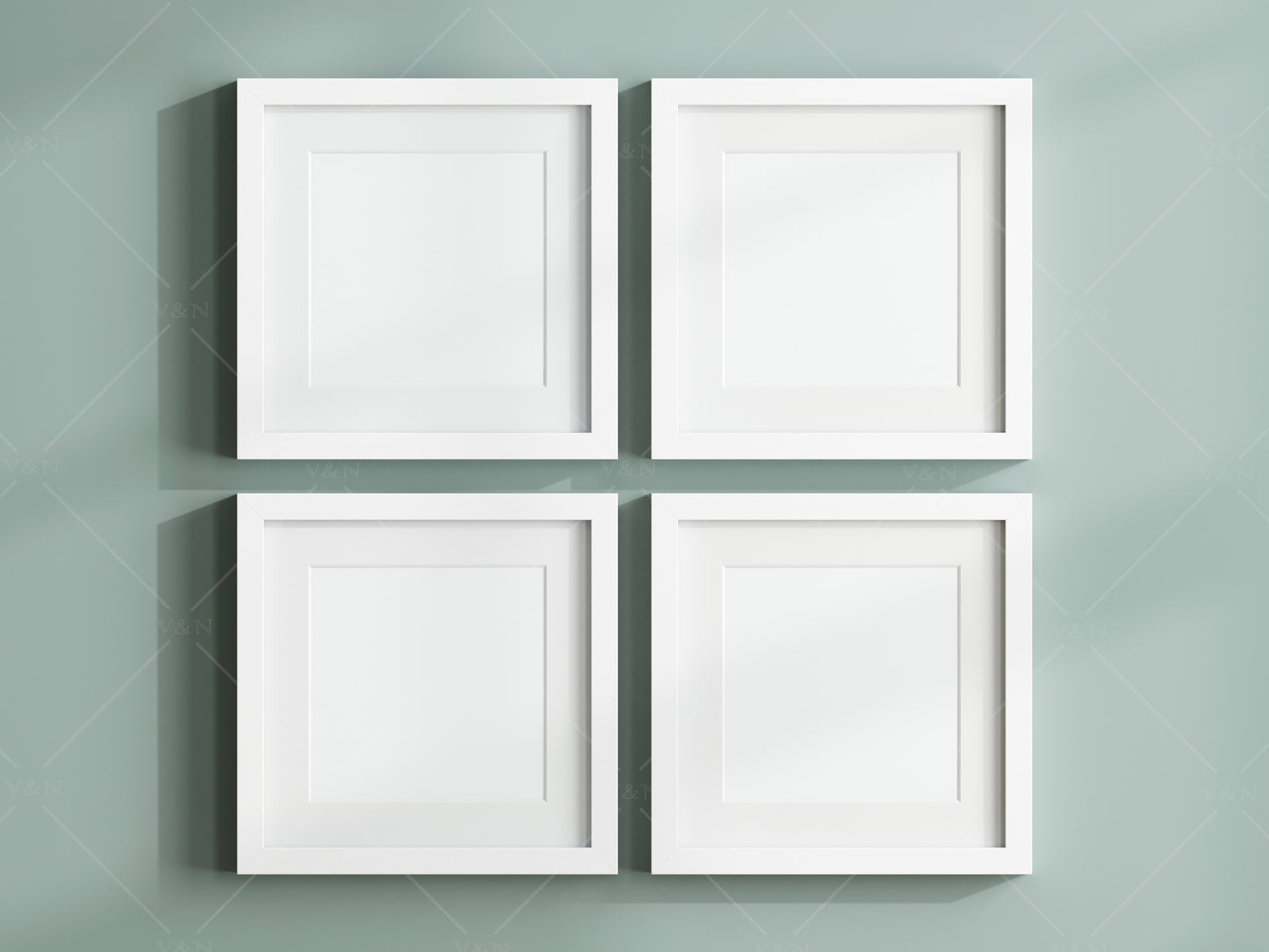 Square Frame Mockup, Poster Mockup, Four Square Frames Mockup, 4 Frame Mockup for Print, JPG PNG PSD