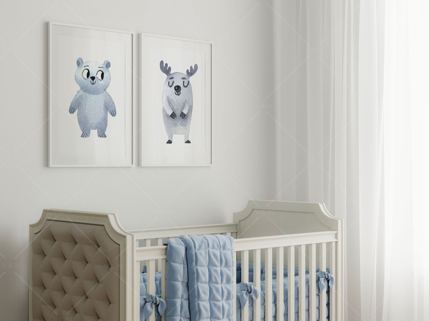 Gallery Wall Mockup in Modern Nursery Interior, Frame Mockup in Nursery Interior