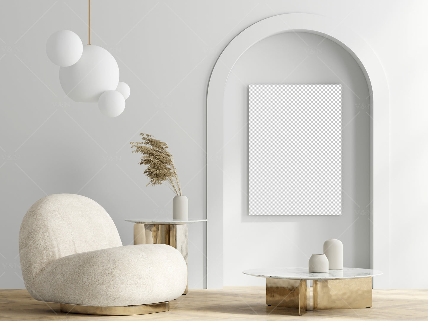 Frame Mockup A1 in Modern Interior Background, PSD JPG PNG