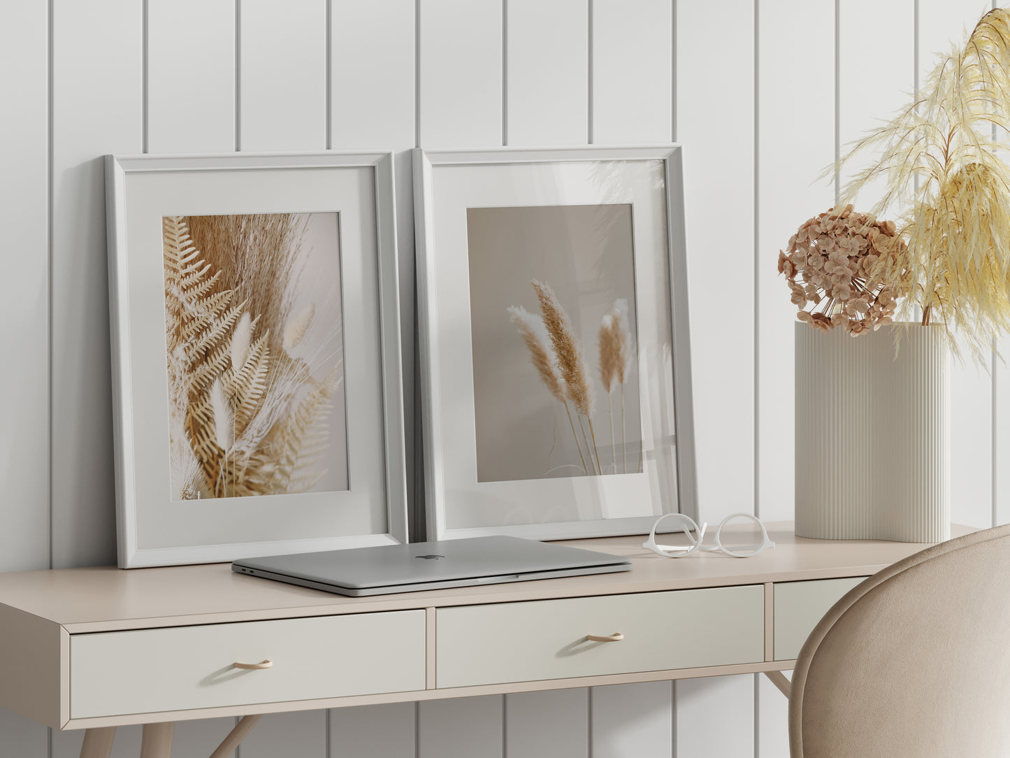 Frame Mockup in Home Workspace Interior, Office Frame Mockup, Poster Mockup, Gallery Wall Mockup