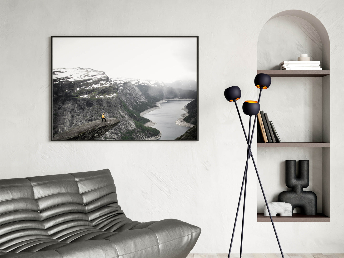 Horizontal Frame Mockup in Modern Interior Room, Landscape Poster Mockup, PSD JPG