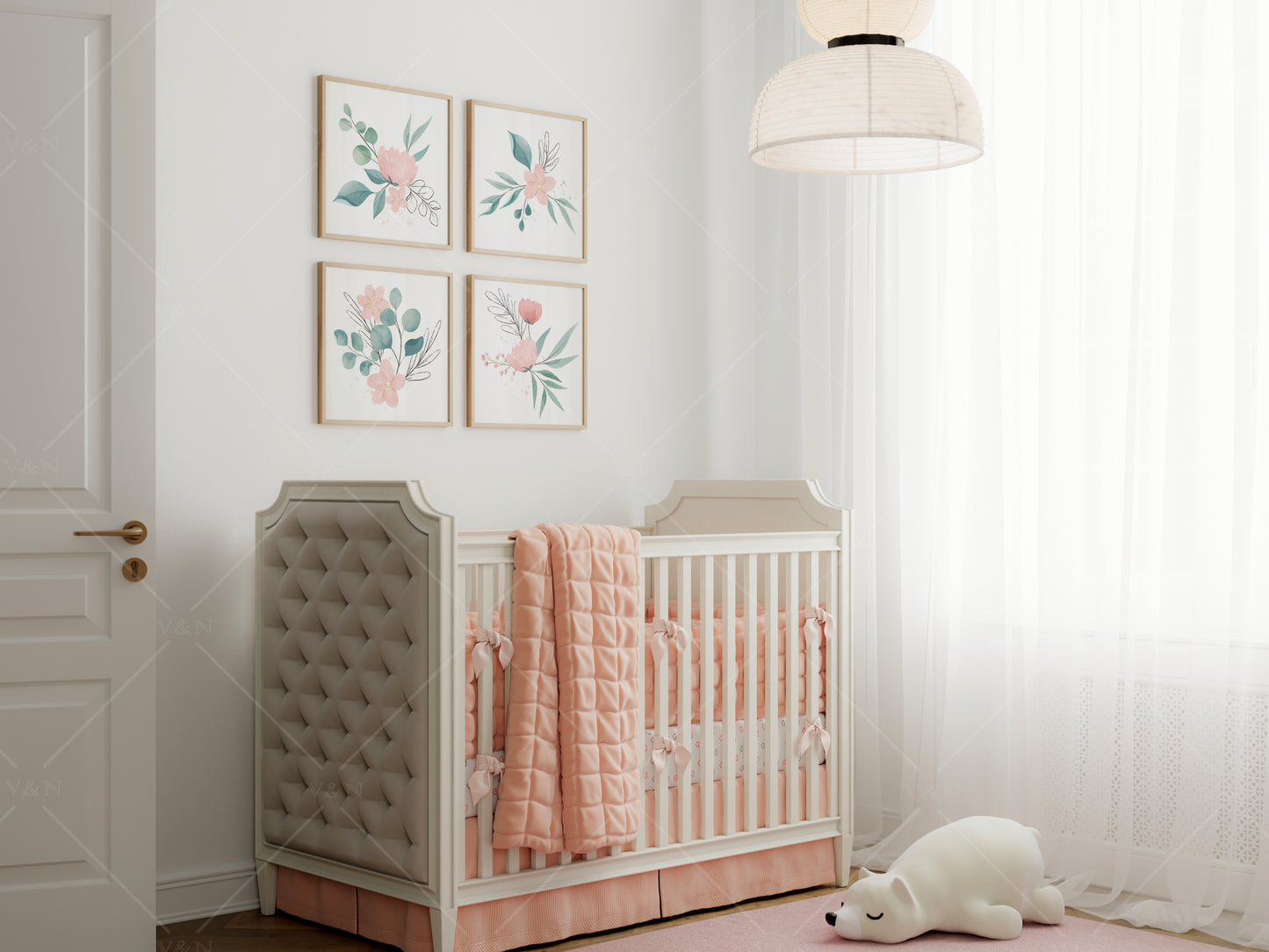 Frame Mockup in Nursery Interior, Gallery Wall Mockup in Modern Nursery Interior