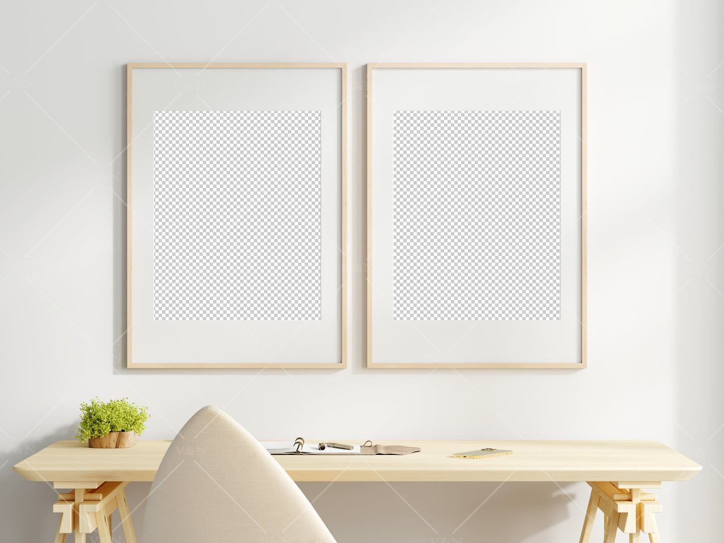 Frame Mockup in Home Workspace Interior, Office Frame Mockup, Poster Mockup, Gallery Wall Mockup