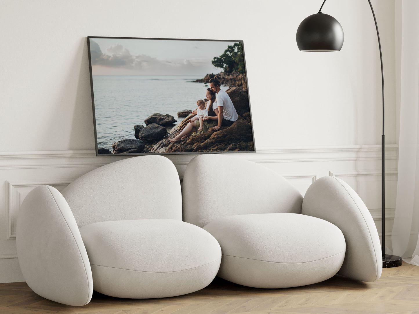 Landscape Poster Mockup, Frame Mockup in Modern Interior Room, PSD JPG