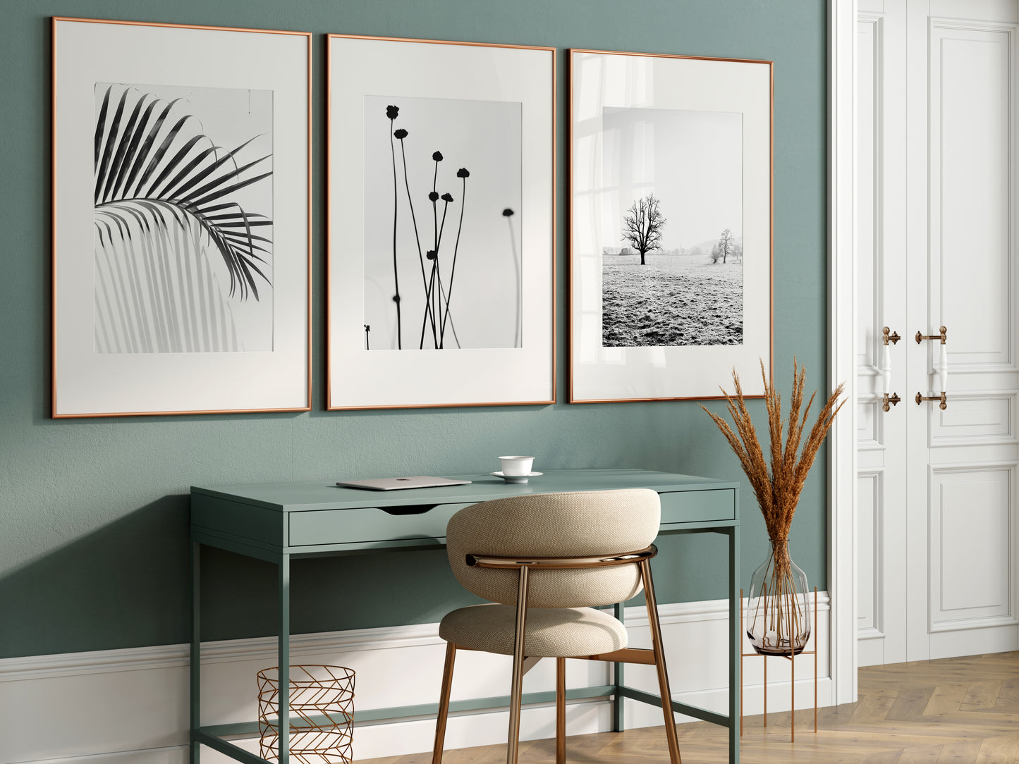 Frame Mockup in Home Workspace Interior, Office Frame Mockup, Poster Mockup, Gallery Wall Mockup