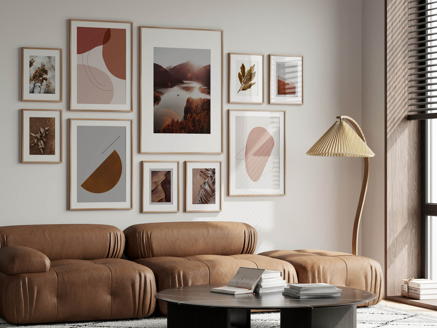 Gallery Wall Mockup in Modern Interior, Frame Mockup, Poster Mockup