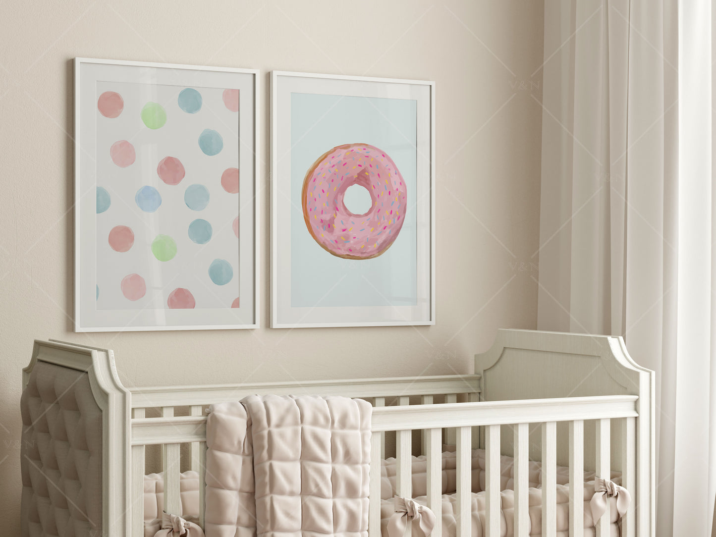 Frame Mockup in Nursery Interior, Gallery Wall Mockup in Modern Nursery Interior