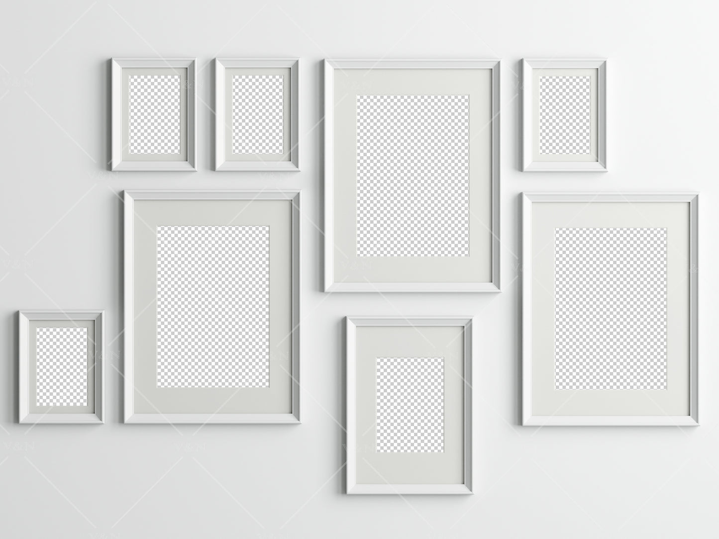 Gallery Wall Mockup, White Frame Mockup, Poster Frame Mockup, Photo Frame Mockup, PSD JPG