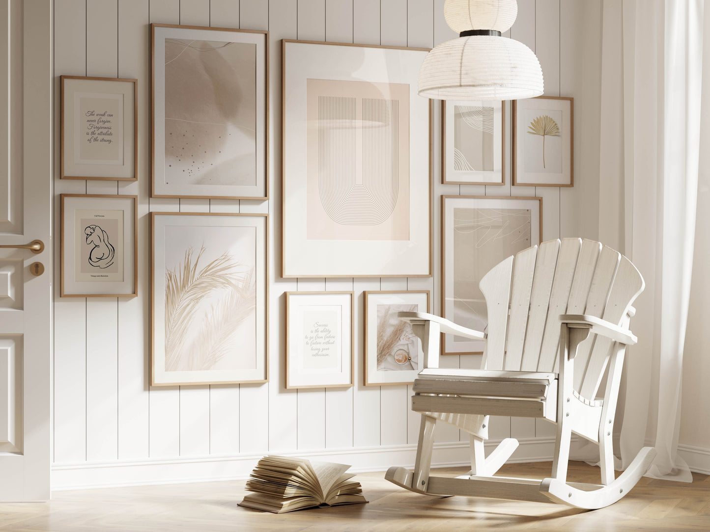 Gallery Wall Mockup in Farmhouse Interior, Frame Mockup, Poster Mockup