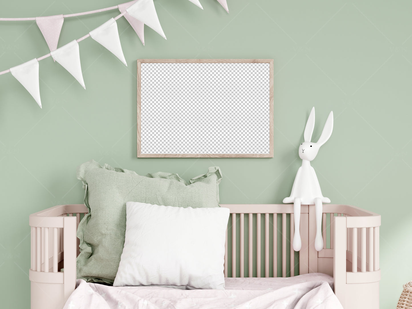 Kids Room Frame Mockup A4 A3, Nursery Frame Mockup, Horizontal Frame in Modern Kids Room Interior