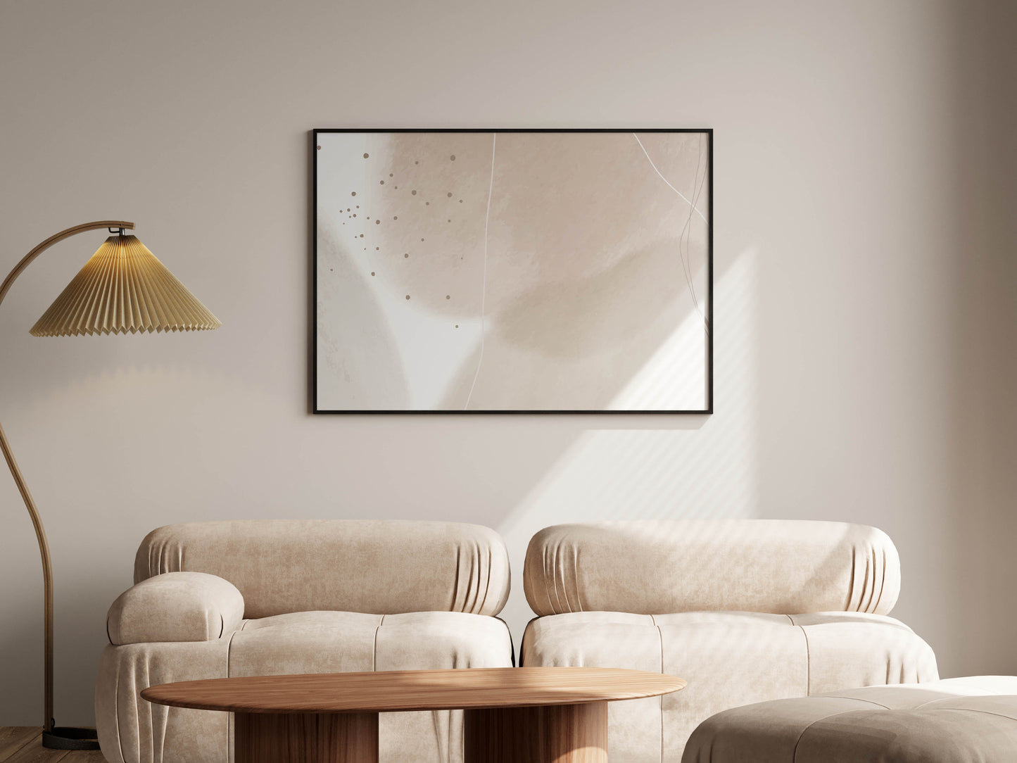 Landscape Poster Mockup, Frame Mockup in Modern Interior Room, PSD JPG