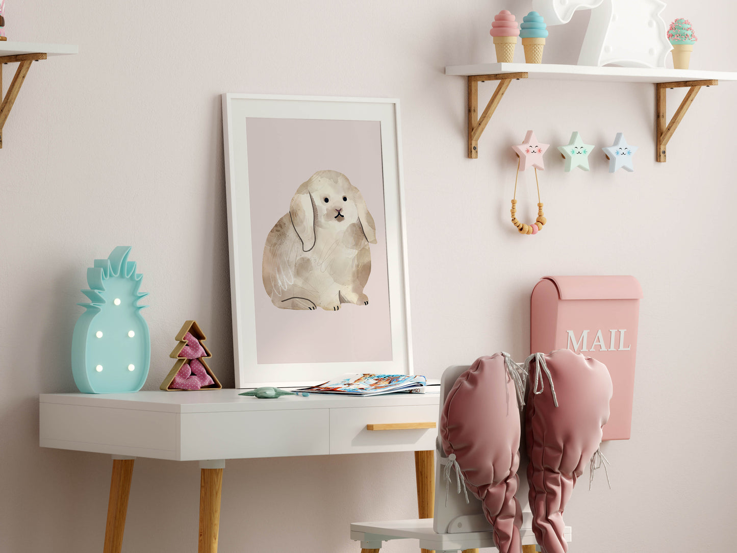 Girl Room Frame Mockup, Frame Mockup Kids Room, Gallery Wall Mockup in Modern Kids Room Interior