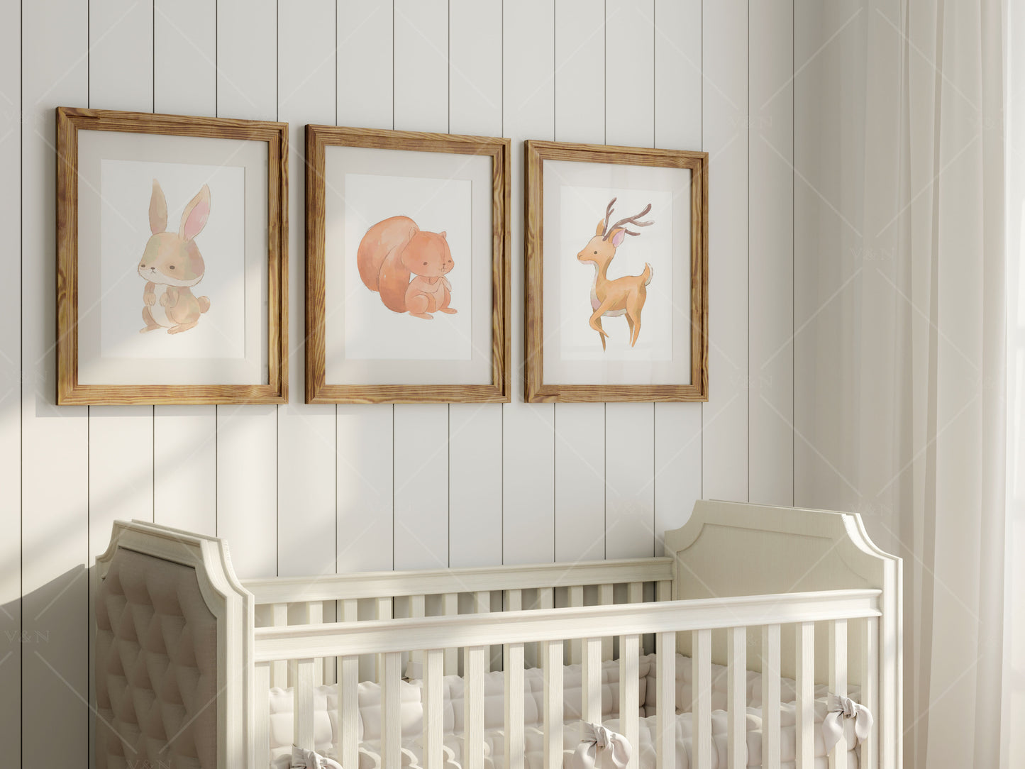 Frame Mockup in Nursery Interior, Three Vertical Frames Mockup