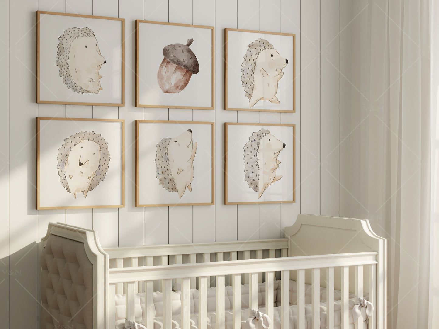 Frame Mockup in Nursery Interior, Six Square Frames Mockup, Gallery Wall Mockup