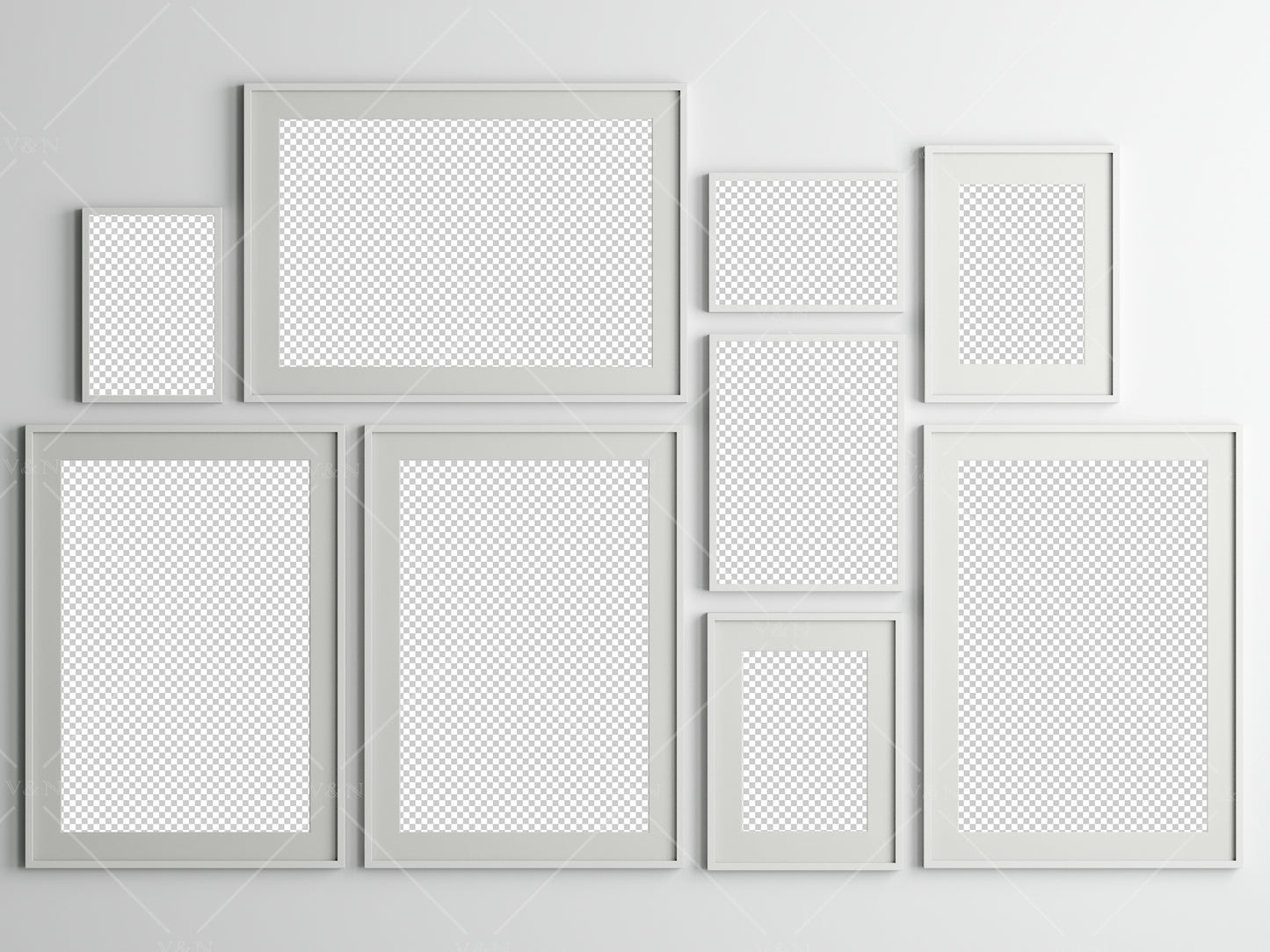 Gallery Wall Mockup, White Frame Mockup, Poster Frame Mockup, Photo Frame Mockup, PSD JPG