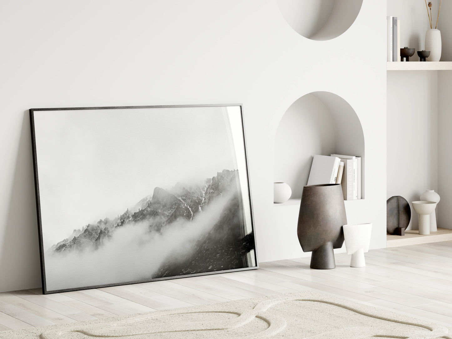 Horizontal Frame Mockup in Modern Interior Room, Landscape Poster Mockup, PSD JPG