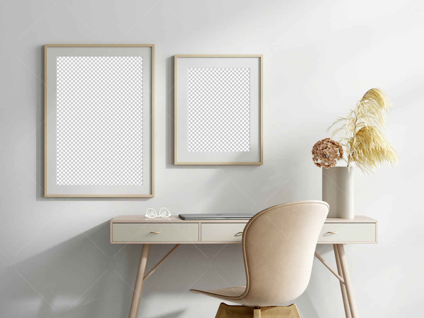 Frame Mockup in Home Workspace Interior, Office Frame Mockup, Poster Mockup, Gallery Wall Mockup