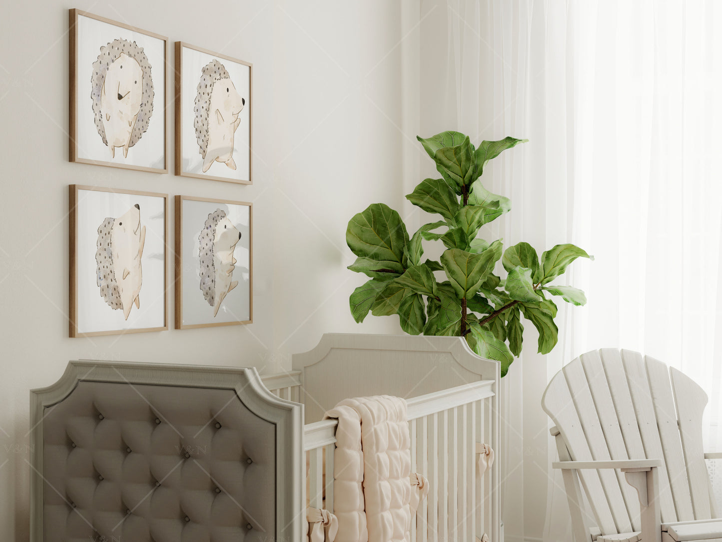 Gallery Wall Mockup in Modern Nursery Interior, Frame Mockup in Nursery Interior