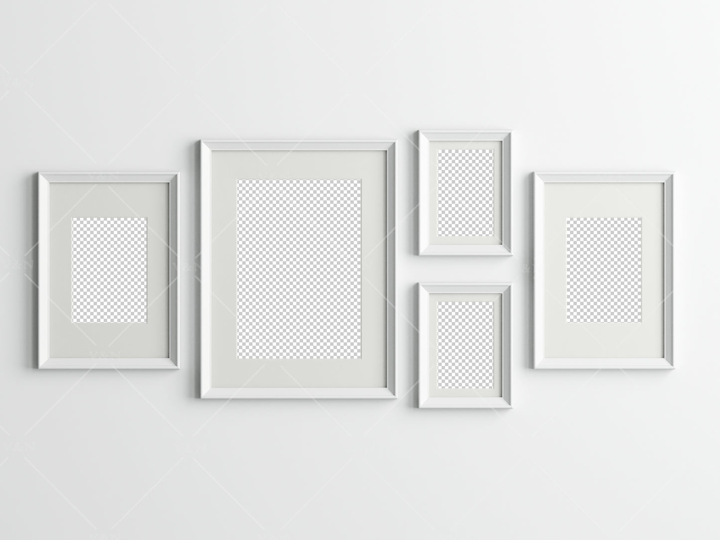 Gallery Wall Mockup, White Frame Mockup, Poster Frame Mockup, Photo Frame Mockup, PSD JPG