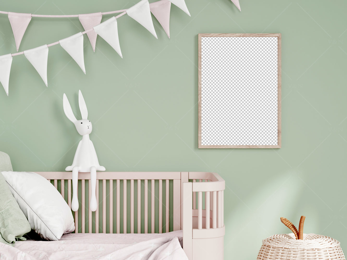 Kids Room Frame Mockup A4 A3, Nursery Frame Mockup, Vertical Frame in Modern Kids Room Interior