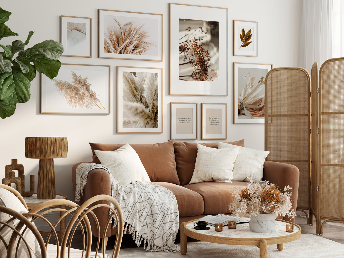 Gallery Wall Mockup, Living Room Frame Mockup, Interior Mockup, Poster Mockup