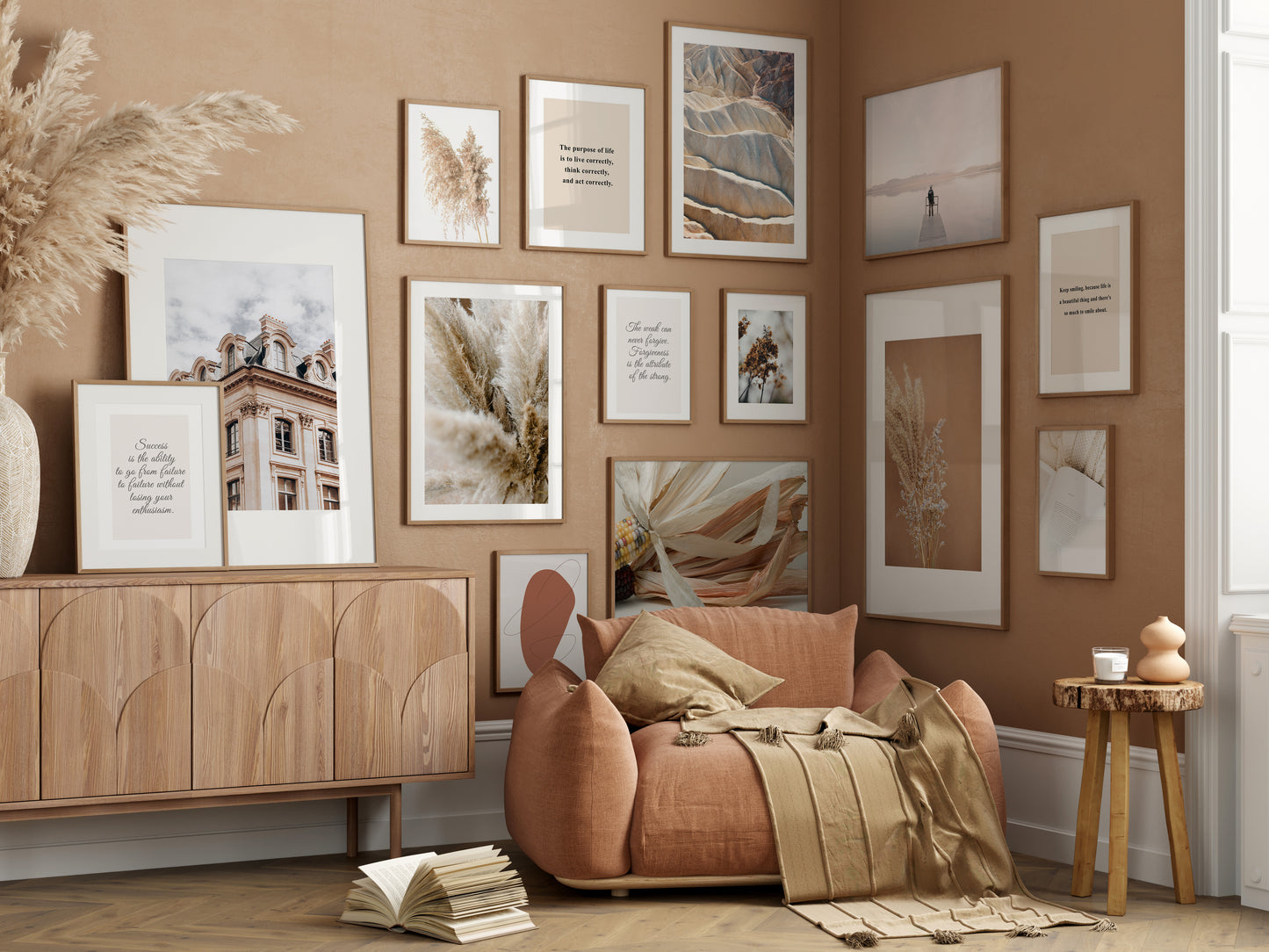 Gallery Wall Mockup, Living Room Frame Mockup, Interior Mockup, Poster Mockup