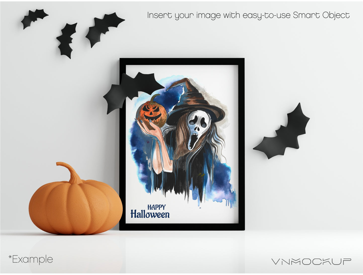 Halloween Frame and Background Mockup Bundle, PSD JPG