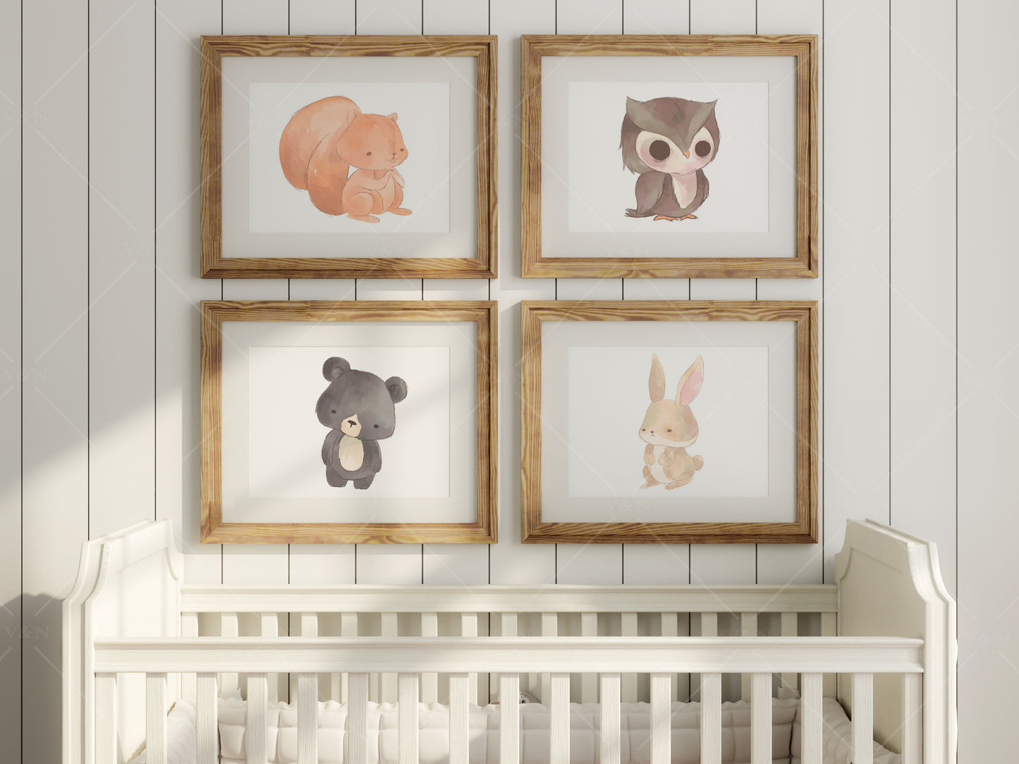 Frame Mockup in Nursery Interior, Four Horizontal Frames Mockup