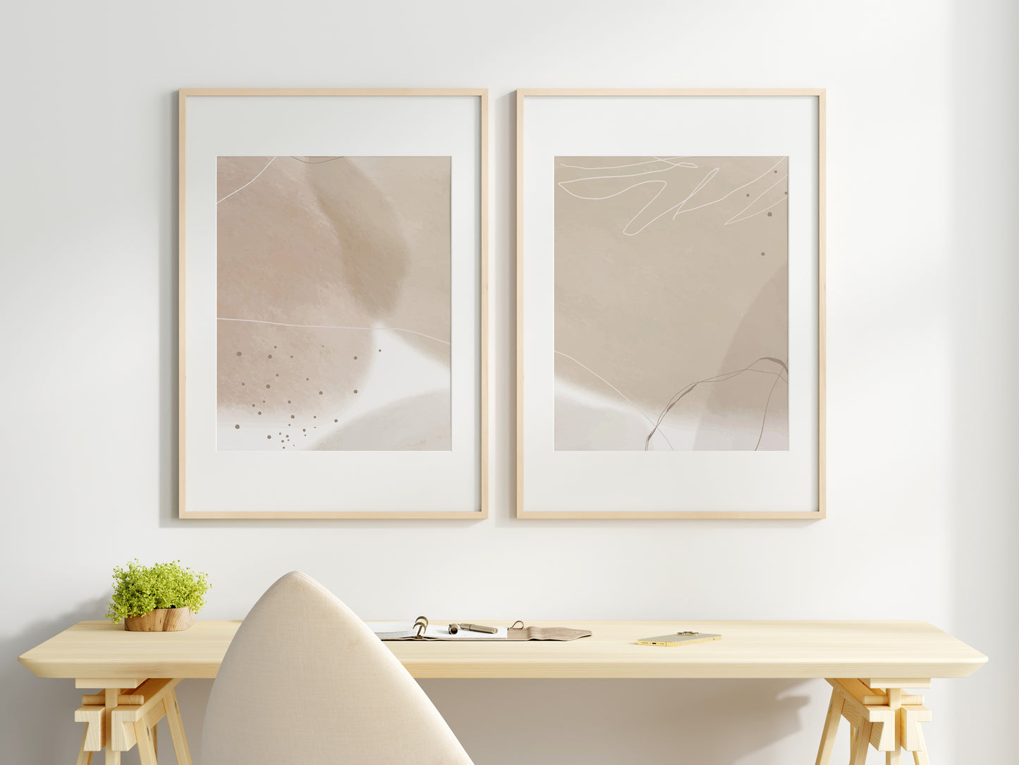 Frame Mockup in Home Workspace Interior, Office Frame Mockup, Poster Mockup, Gallery Wall Mockup