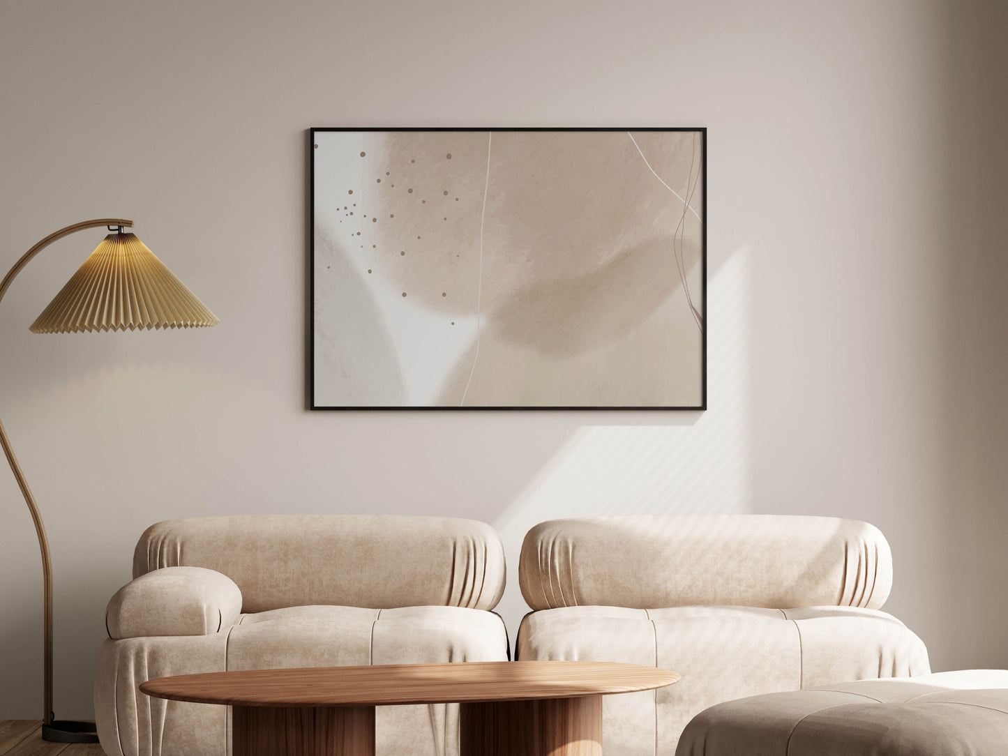 Landscape Poster Mockup, Frame Mockup in Modern Interior Room, PSD JPG