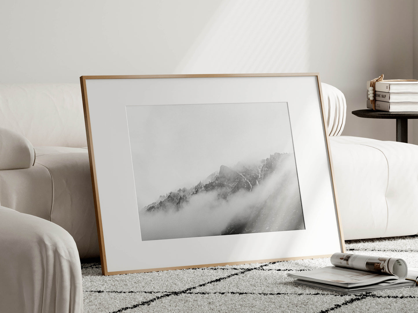 Horizontal Frame Mockup in Modern Interior Room, Landscape Poster Mockup, PSD JPG