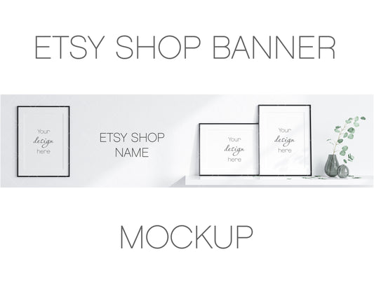 Etsy Shop Banner Mockup With Black Frames