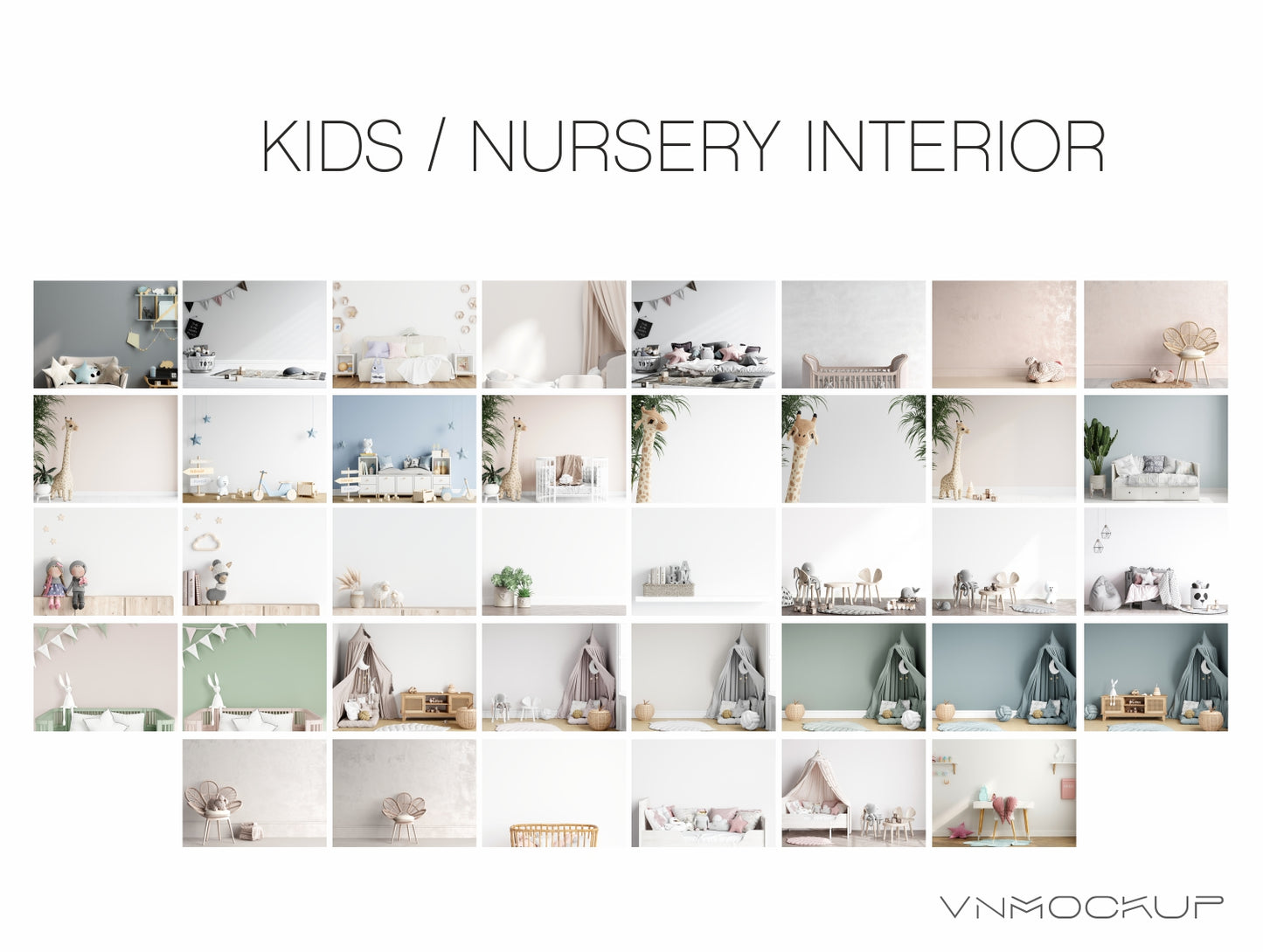 Mockup Mega Bundle - Interior Background JPG, Blank Wall Mockup, Living Room, Nursery, Kids Room, Kitchen, Christmas, Halloween, Bedroom