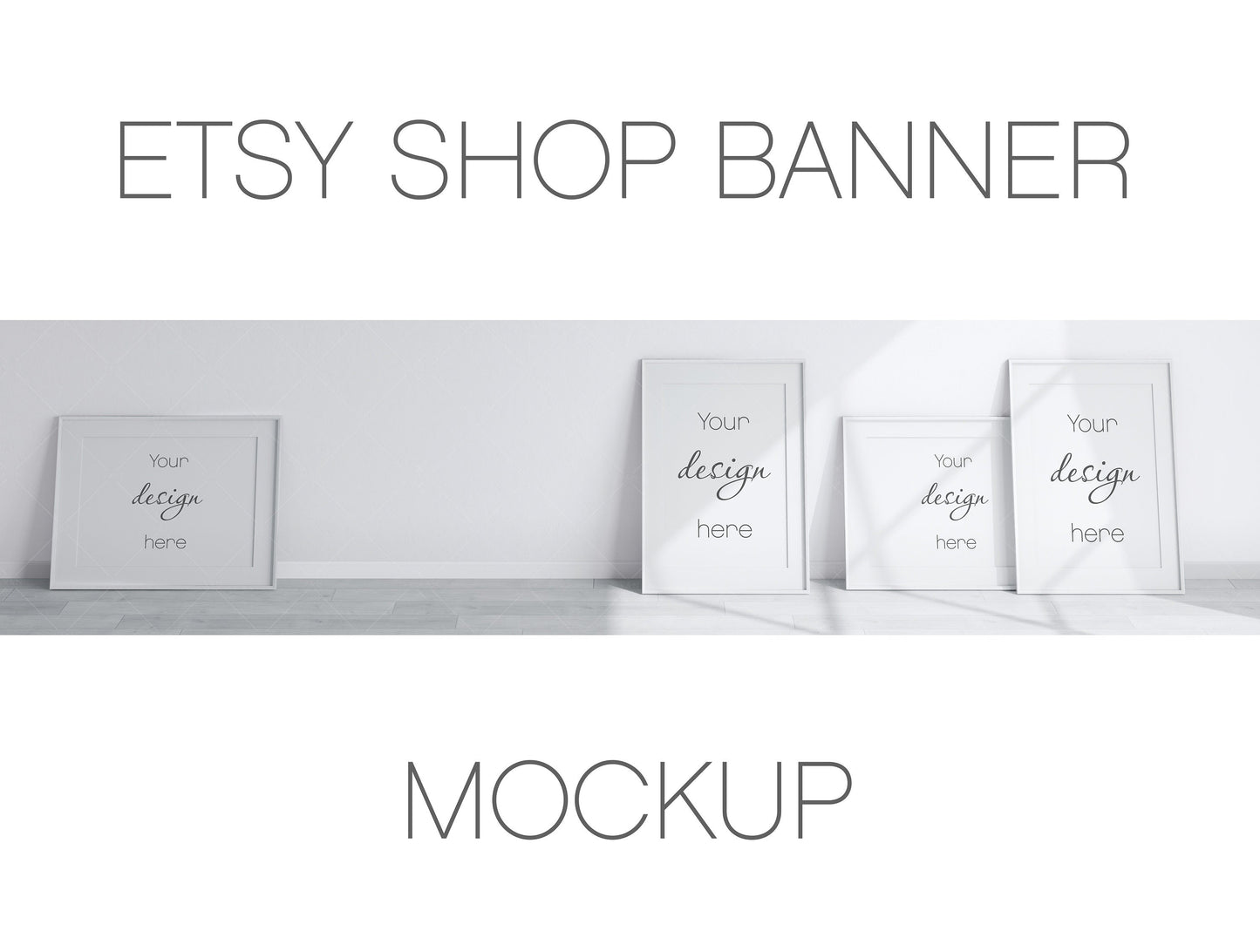 Etsy Shop Banner Mockup With White Frames A1, Minimalist Frame Mockup, Poster Mockup, Frame Mockup for Print, Frame Mockup for Art