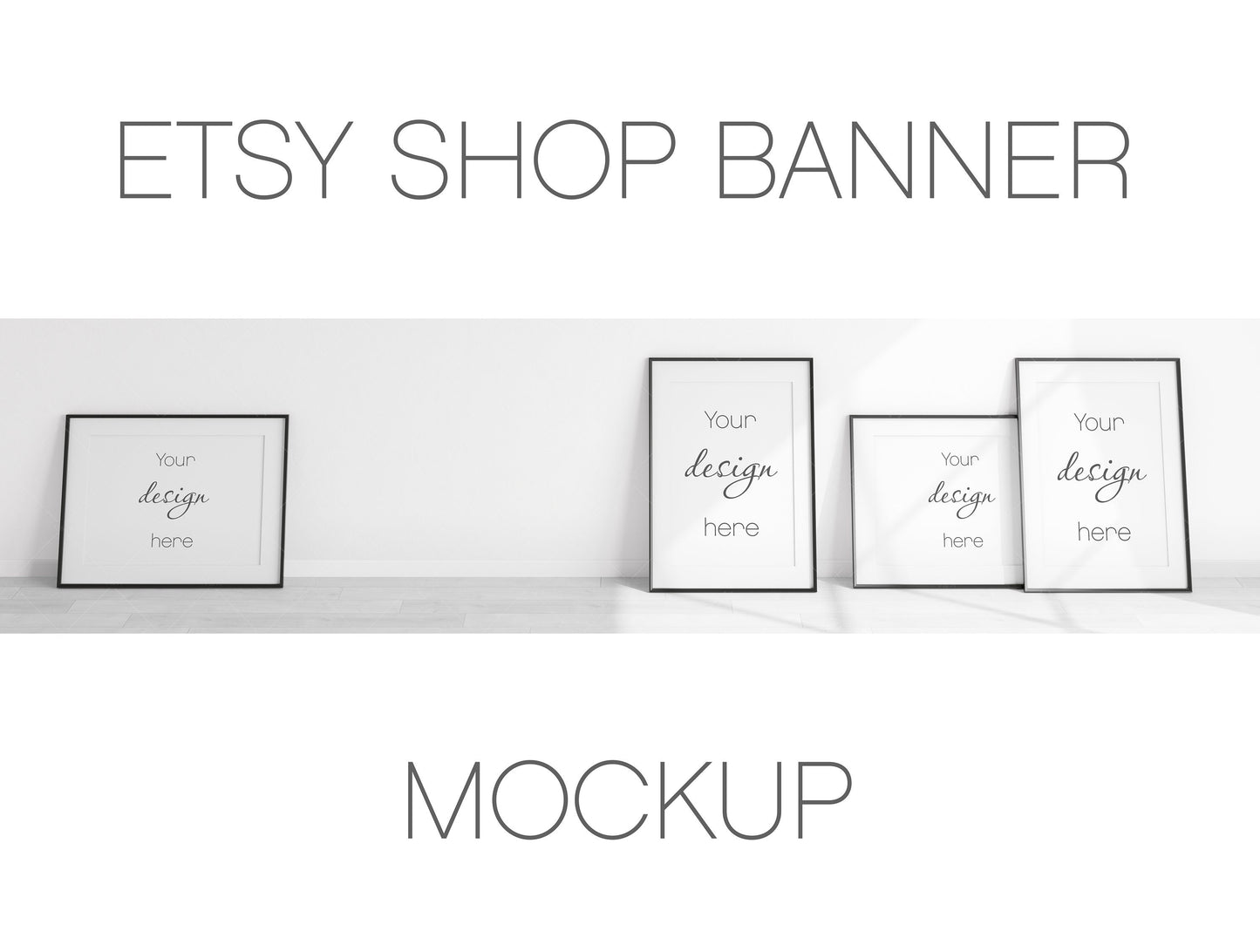 Etsy Shop Banner Mockup With Black Frames A1, Minimalist Frame Mockup, Poster Mockup, Frame Mockup for Print, Frame Mockup for Art