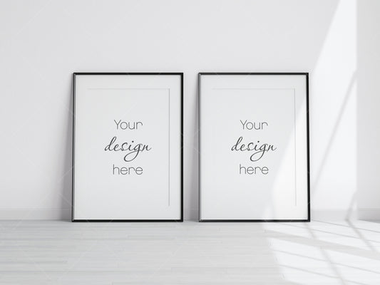 2 Minimalist Frames Mockup, Two Vertical Black Frames Mockup A1, Poster Mockup, Vertical Frames Mockup, Frame Mockup for Print