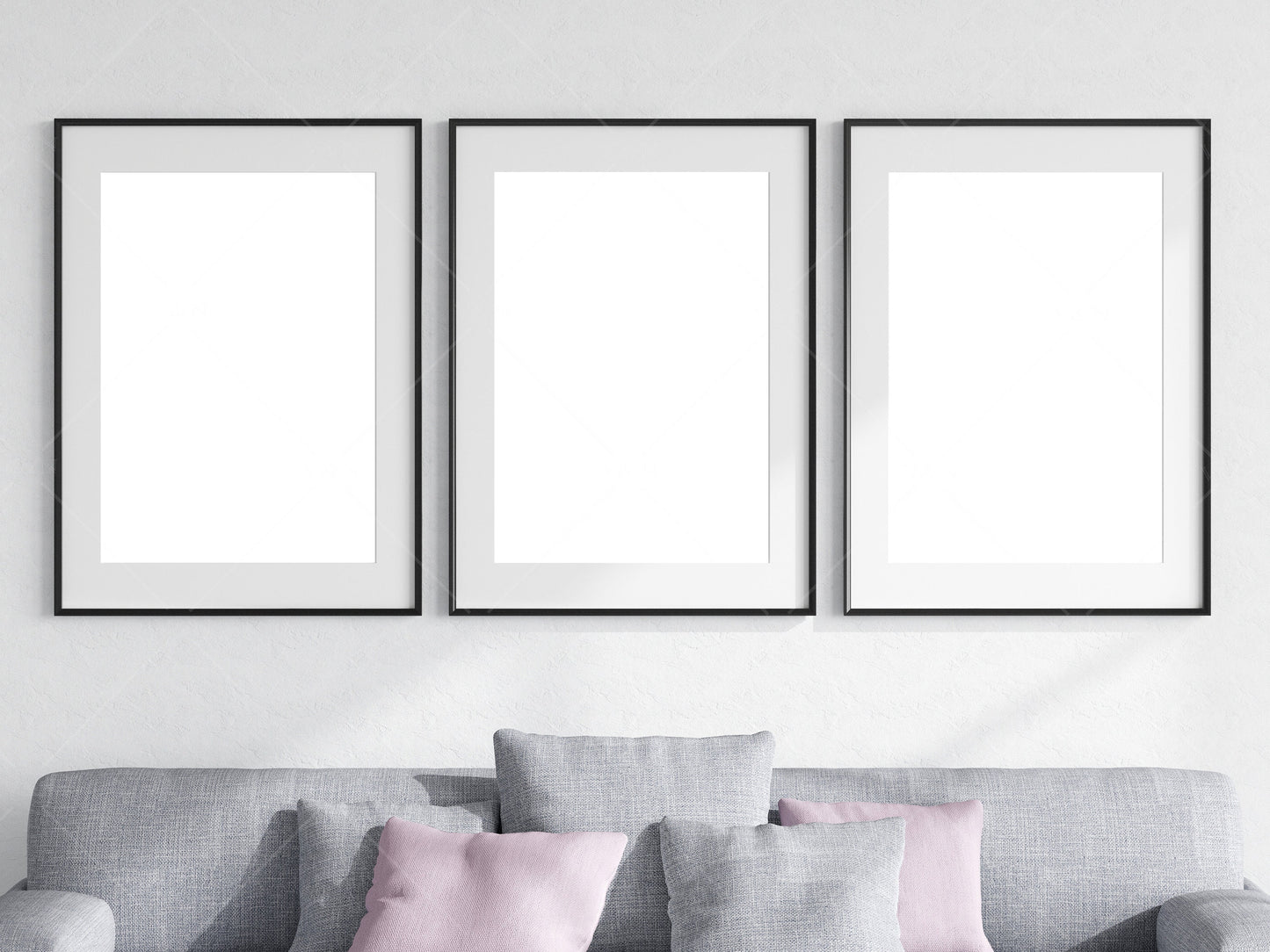 Living Room Frame Mockup, 3 Minimalist Frames Mockup, Three Vertical Black Frames Mockup A1, Vertical Frames Mockup, Frame Mockup for Print