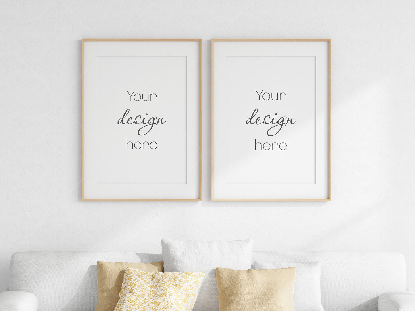 Living Room Frame Mockup, 2 Minimalist Frames Mockup, Two Vertical Wooden Frames Mockup A1, Vertical Frames Mockup, Frame Mockup for Print