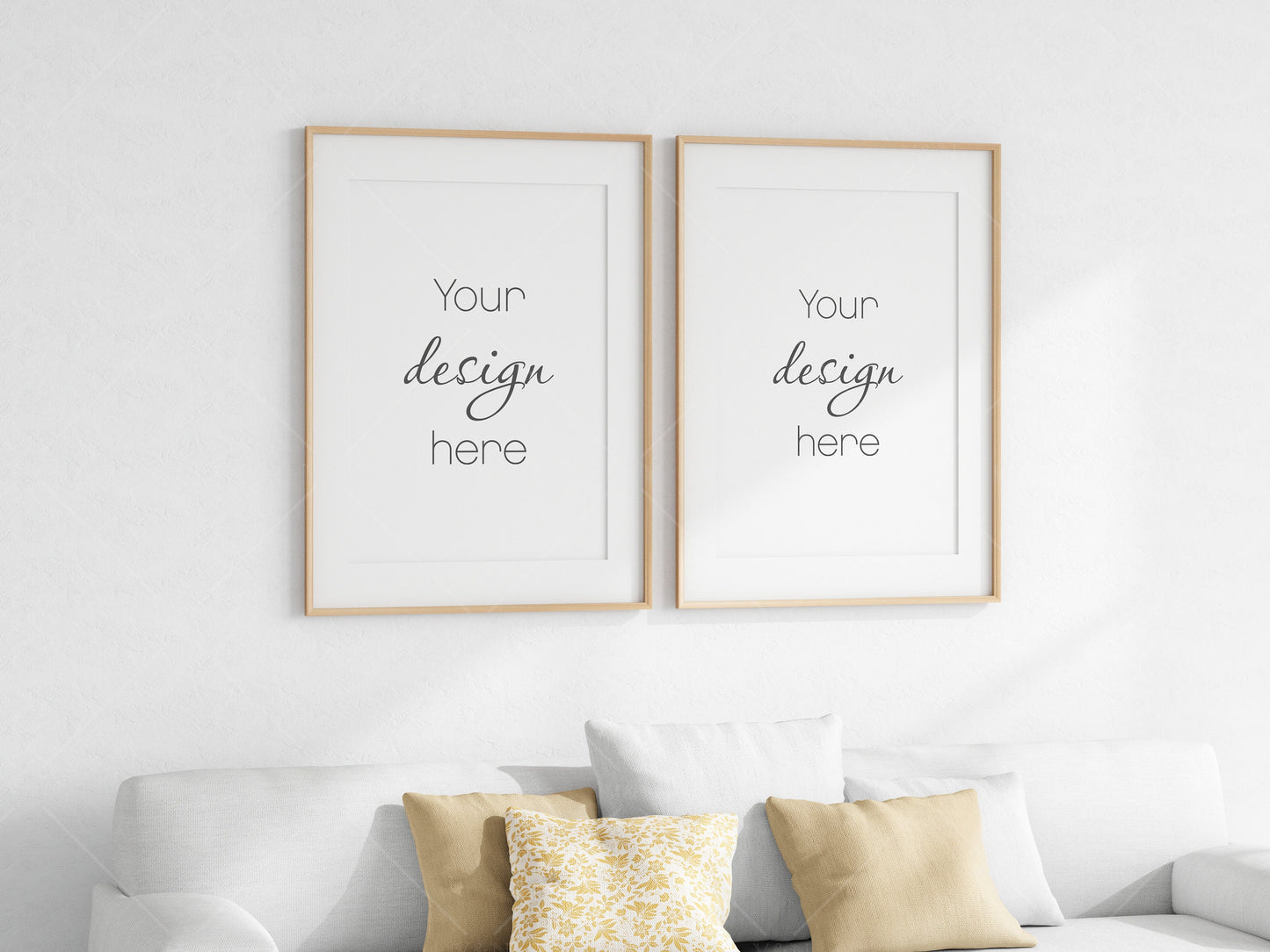 Living Room Frame Mockup, 2 Minimalist Frames Mockup, Two Vertical Wooden Frames Mockup A1, Vertical Frames Mockup, Frame Mockup for Print