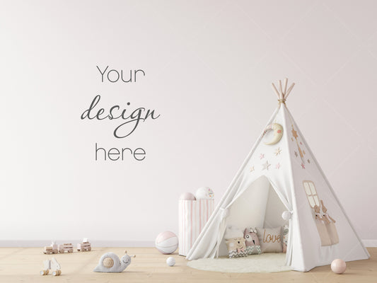 Nursery Wall Mockup, Modern Kid's Room Mockup, Children's Room Mockup, Empty Wall Nursery Interior Mockup, Minimalist Nursery Mockup