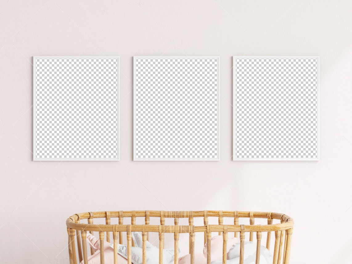 Nursery Frame Mockup, Modern Kid's Room Frame Mockup, Children's Room Mockup, 3 Frames Nursery Mockup, Three Frames Nursery Mockup