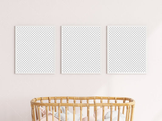 Nursery Frame Mockup, Modern Kid's Room Frame Mockup, Children's Room Mockup, 3 Frames Nursery Mockup, Three Frames Nursery Mockup