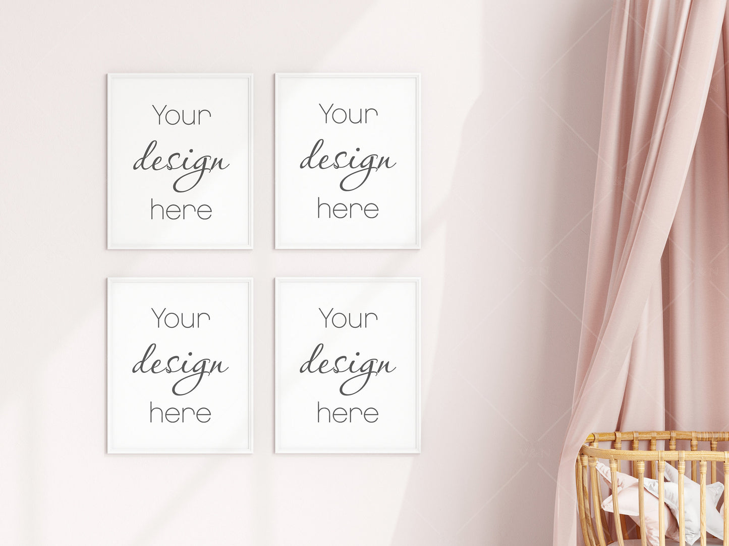 Nursery Frame Mockup, Modern Kid's Room Frame Mockup, Children's Room Mockup, 4 Frames Nursery Mockup, Four Frames Nursery Mockup