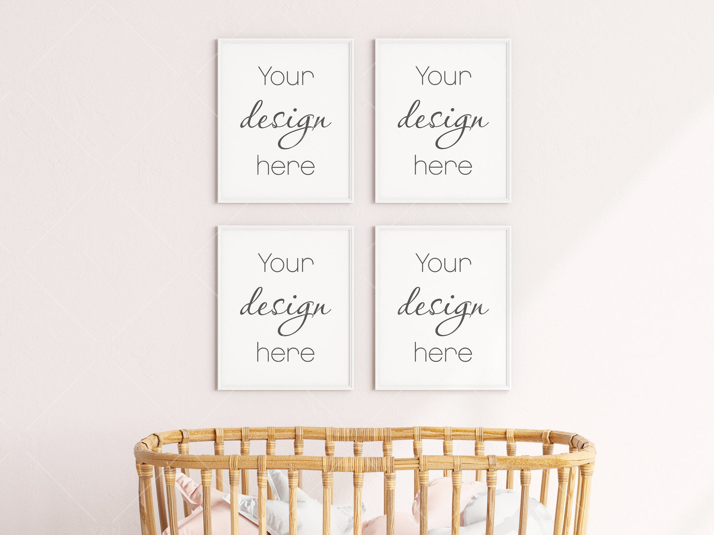 Nursery Frame Mockup, Modern Kid's Room Frame Mockup, Children's Room Mockup, 4 Frames Nursery Mockup, Four Frames Nursery Interior Mockup