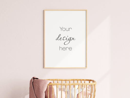 Nursery Frame Mockup, Modern Kid's Room Frame Mockup, Vertical Nursery Mockup, Portrait Frame Nursery Interior Wall Mockup