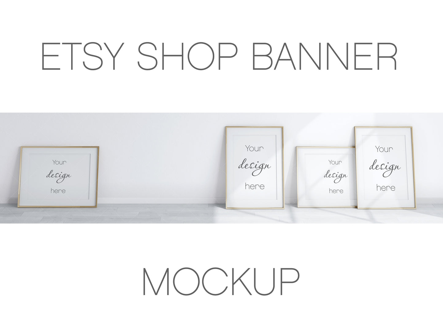 Etsy Shop Banner Mockup With Wooden Frames A1, Minimalist Frame Mockup, Poster Mockup, Frame Mockup for Print, Frame Mockup for Art