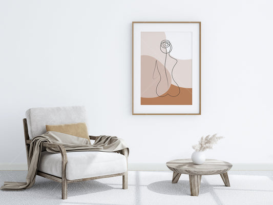 Living Room Frame Mockup, Minimalist Frame Mockup, Vertical Wood Frame Mockup A1, Vertical Frame Mockup, Frame Mockup for Print