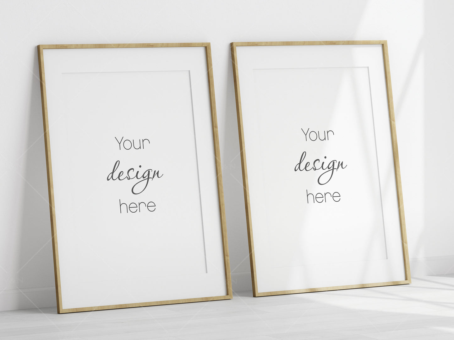 2 Minimalist Frames Mockup, Two Vertical Wooden Frames Mockup A1, Poster Mockup, Vertical Frames Mockup, Frame Mockup for Print